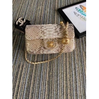 Best Price Chanel Original Small Snake skin flap bag AS1116 apricot