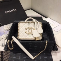Stylish Chanel Original Small Sheepskin cosmetic bag AS1785 white