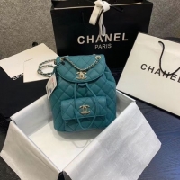 Fashion Chanel backpack Grained Calfskin & Gold-Tone Metal AS1371 Green