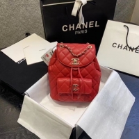 Luxury Chanel backpack Grained Calfskin & Gold-Tone Metal AS1371 Red
