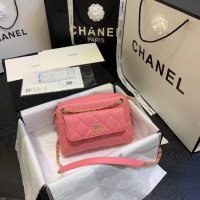 Luxurious CHANEL Small camera bag Grained Calfskin & Gold-Tone Metal AS1367 pink