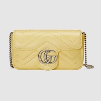 Grade Gucci GG Marmont super mini bag 476433 Pastel yellow