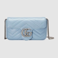 Top Grade Gucci GG Marmont super mini bag 476433 Pastel blue