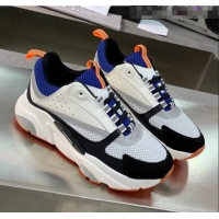 Inexpensive Dior B22 Sneaker in Calfskin And Technical Mesh CD1322 Black/Blue/Orange 2020