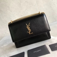 Top Grade Yves Saint Laurent Calfskin Leather Shoulder Bag Y542206B black