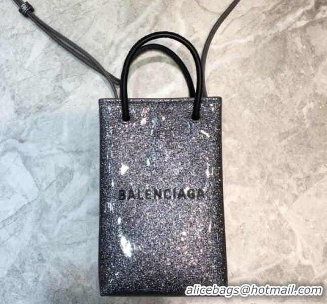 Cheapest Balenciaga shopping phone pouch shoulder bag B46249 gray
