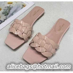 New Cheap Saint Laurent Patent Leather Flat Sandal Y42024 Pink 2020