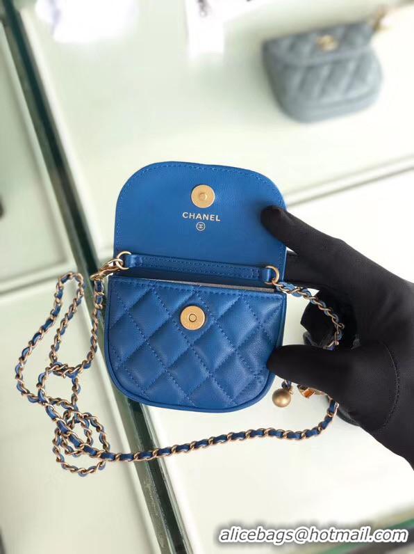 Popular Style Chanel Sheepskin Original Leather Pocket AP1461 blue