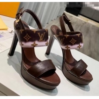 New Design Louis Vuitton LV Escale Calfskin Platform Sandal With 10.5cm Heel LV2022 Brown 2020