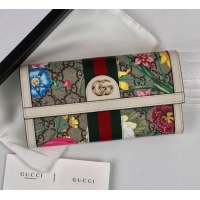 Top Quality Gucci Ophidia GG Flora Continental Wallet 523153 White 2019