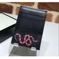 New Fashion Gucci GG Snake Print Card Case 597554 Black 2019