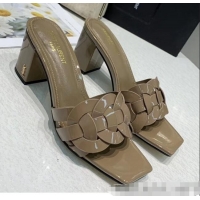 Discount Saint Laurent Patent Leather Slide Sandal With 6.5cm Heel Y42017 Grey 2020