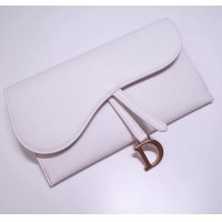 Discount Dior Calfskin Saddle Clutch with Chain CD2101 White 2019