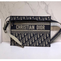 Grade Discount Dior Clutch/Crossbody Bag in Blue Oblique Jacquard Canvas CD0343
