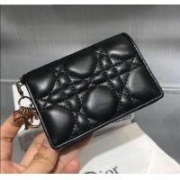 Cheapest Dior Lady Cannage Lambskin Card Holder Wallet CD1066 Black 2019