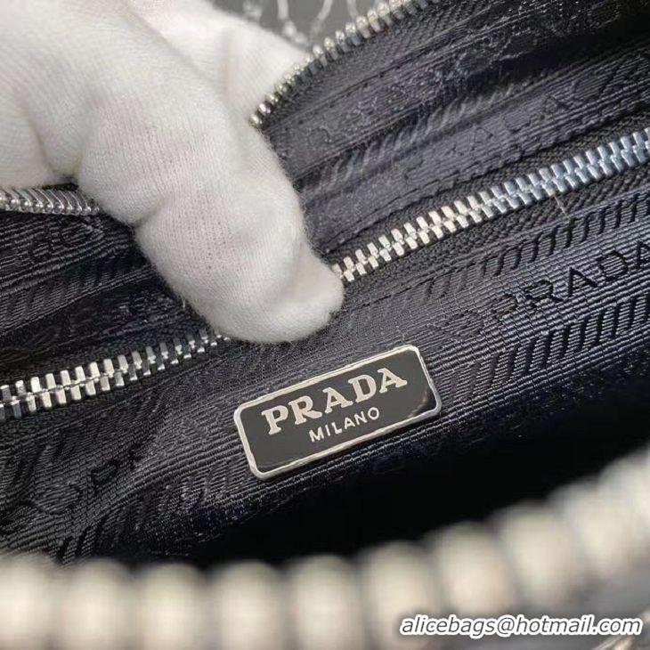 AAAAA Discount Prada Original Grain Leather With Chip Version Hobo Bag 1BC133 Black