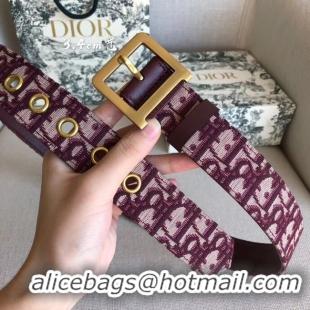 Good Quality Dior Wide leather belt with 34 mm D4262 Burgundy