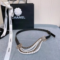 Luxury Chanel Calf Leather Belt 56612 black