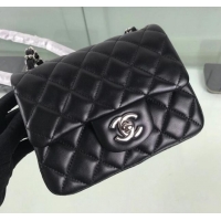 Promotional Chanel Quilted Lambskin Mini Flap Bag A35200 Black/Silver 2020