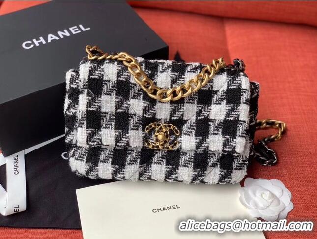 Low Price Chanel 19 Tweed Small Flap Bag Black/White AS1160 2019