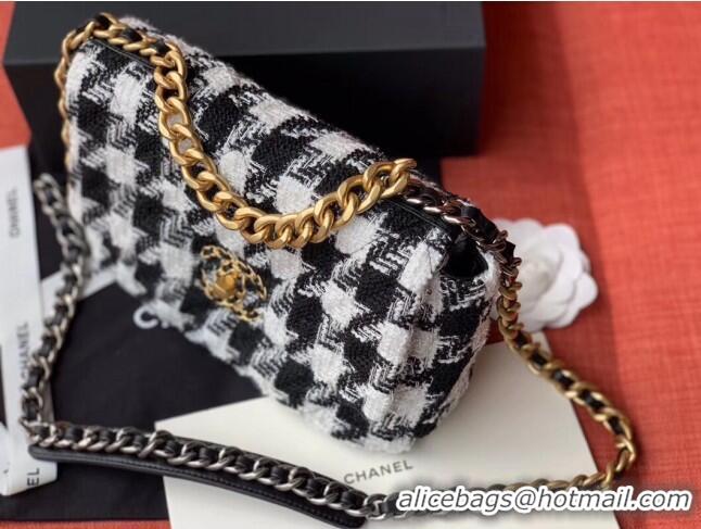 Low Price Chanel 19 Tweed Small Flap Bag Black/White AS1160 2019