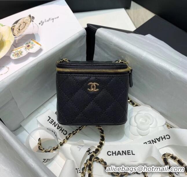 Low Price Chanel Grainy Leather Mini Vanity with Classic Chain AP1340 Black 2020