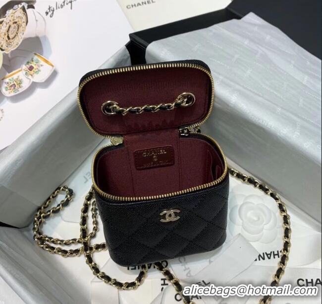 Low Price Chanel Grainy Leather Mini Vanity with Classic Chain AP1340 Black 2020