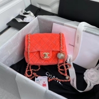 Perfect Chanel Original Small velvet flap bag AS1115 orange