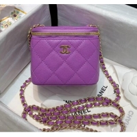 Low Cost Chanel Grainy Leather Mini Vanity with Classic Chain AP1340 Purple 2020