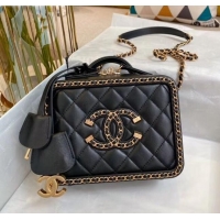 Top Quality Chanel Quilted Lambskin Small Vanity Case Bag With Chain AS1785 Black/Gold 2020