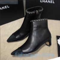 Affordable Price Chanel Lambskin Chain Charm Ankle Boots CC80828 Black 2020