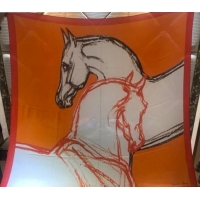 Durable Hermes Horse Silk & Cashmere Square Scarf 140x140cm H2081007 Orange 2020