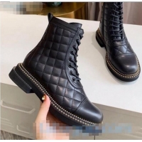 Inexpensive Chanel Quilted Calfskin Chain Side Ankle Boots C3118 Black 2020