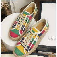 New Stylish Gucci GG Fabric Label Espadrille Sneakers 72020 Multicolor 2020