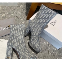 Cheap Price Dior Oblique Canvas Platform Heel 10cm Short Boots 92122 Grey 2020