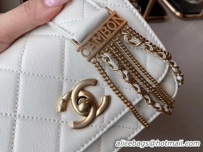 Chic Reproduction Chanel small flap bag Lambskin & Gold-Tone Metal AS2051 white