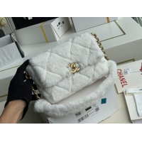Top Grade Chanel Flap Bag Shearling Lambskin AS2240 White Gold