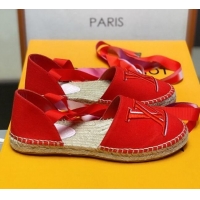 Super Quality Louis Vuitton LV Escale Starboard Lace-up Flat Espadrilles 72109 Red 2020