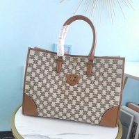 Unique Style Celine TEEN TRIOMPHE BAG IN TRIOMPHE CANVAS AND CALFSKIN CL94342 Brown