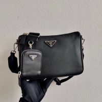 Famous Brand Prada Saffiano leather shoulder bag 2VH113 black