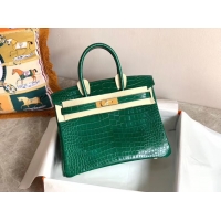 Popular Style Hermes Birkin Bag Original Leather crocodile HBK35 Green