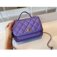 Cheapest Chanel small flap bag Calfskin & Gold-Tone Metal A93749 purple