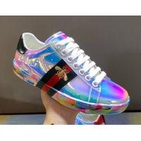 Sumptuous Gucci Ace Patent Leather Sneakers with Luminous Print Sole 102448 Multicolor