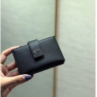 Good Quality DIOR 30 MONTAIGNE 5-GUSSET CARD HOLDER Grained Calfskin S2058 Black
