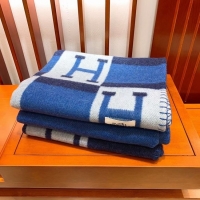 Promotional Hermes Lambswool & Cashmere Shawl & Blanket 71155 blue