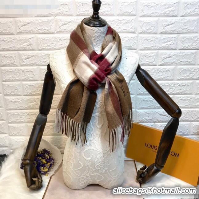 Best Product Louis Vuitton Cashmere Scarf B2181 Brown/Burgundy 2020
