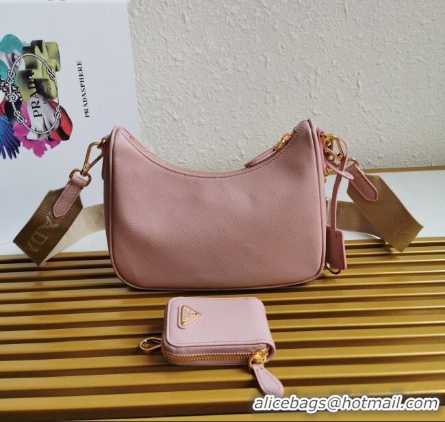 Popular Style Prada Re-Edition 2005 Saffiano Leather Hobo Bag 1BH204 Pink 2020