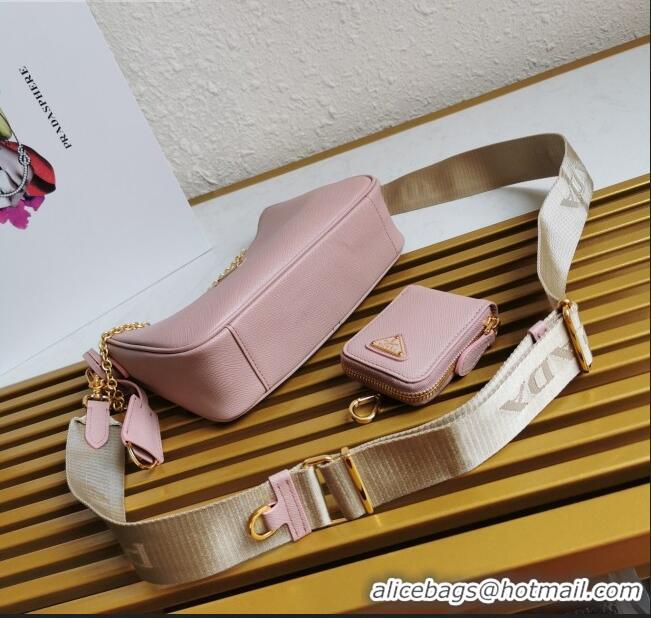 Popular Style Prada Re-Edition 2005 Saffiano Leather Hobo Bag 1BH204 Pink 2020