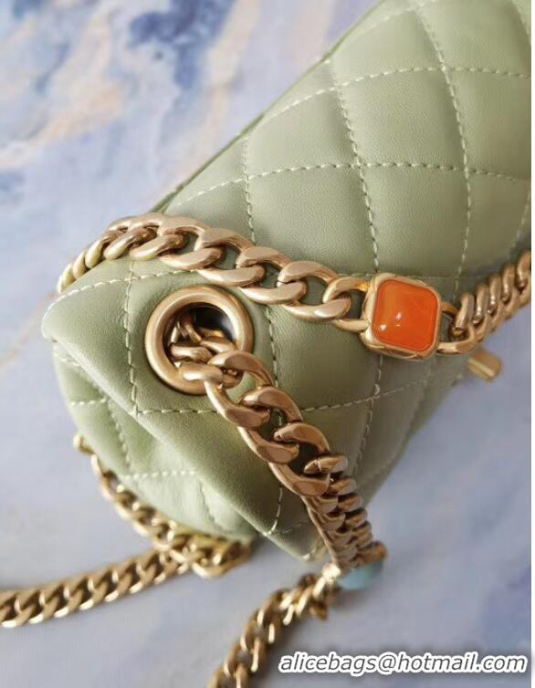 Shop Grade Chanel flap bag Lambskin Resin & Gold-Tone Metal AS2379 light green