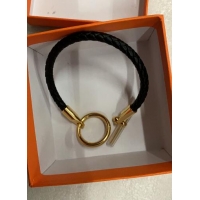 Top Sell Hermes Glenan Braided Bracelet H85230 Black/Gold